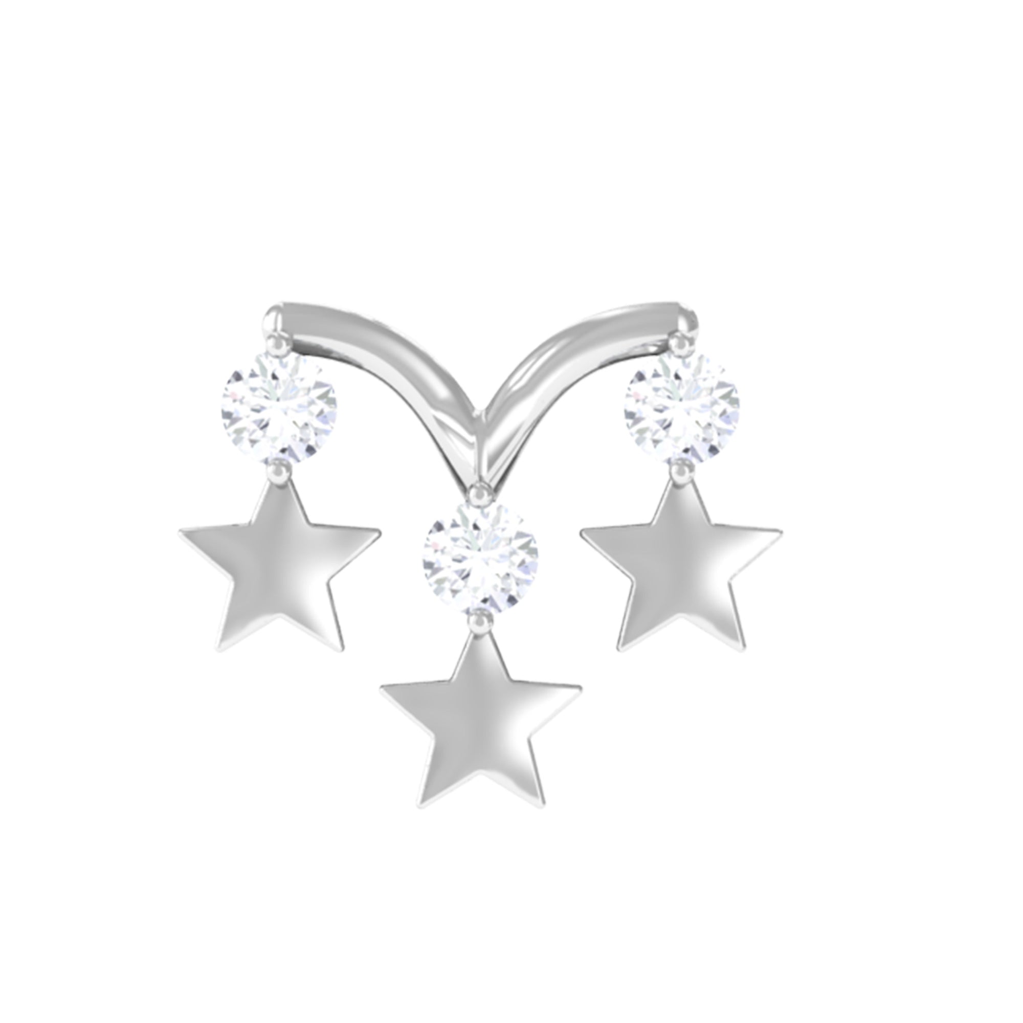 Rosec Jewels-Natural Round Diamond Three Star Cartilage Earring