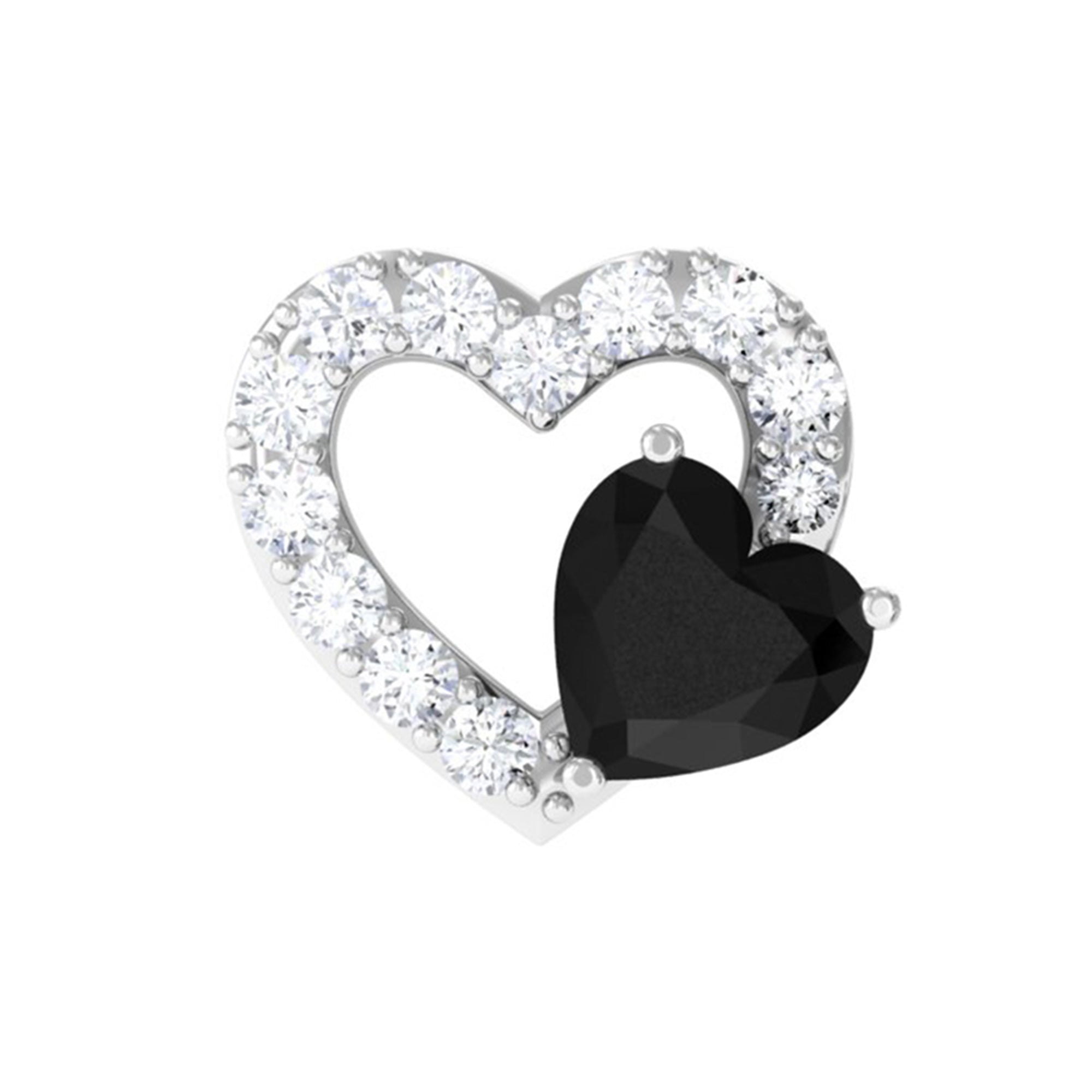 Rosec Jewels-Heart Shape Black Onyx and Moissanite Cartilage Earring