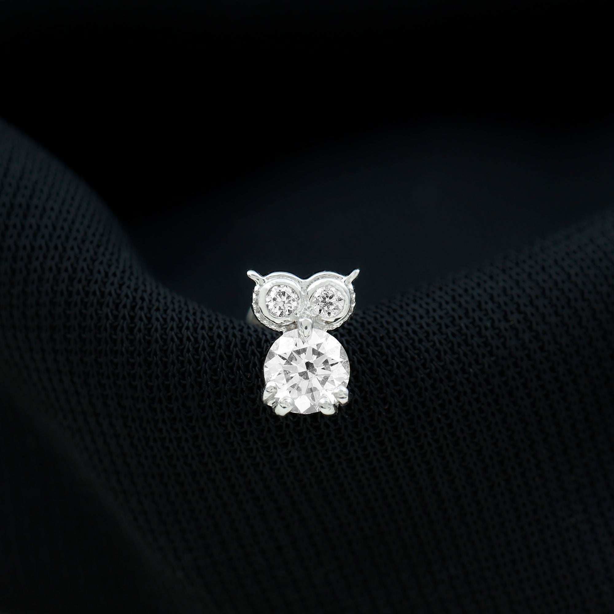 Rosec Jewels-Genuine Diamond Owl Earring for Cartilage Piercing