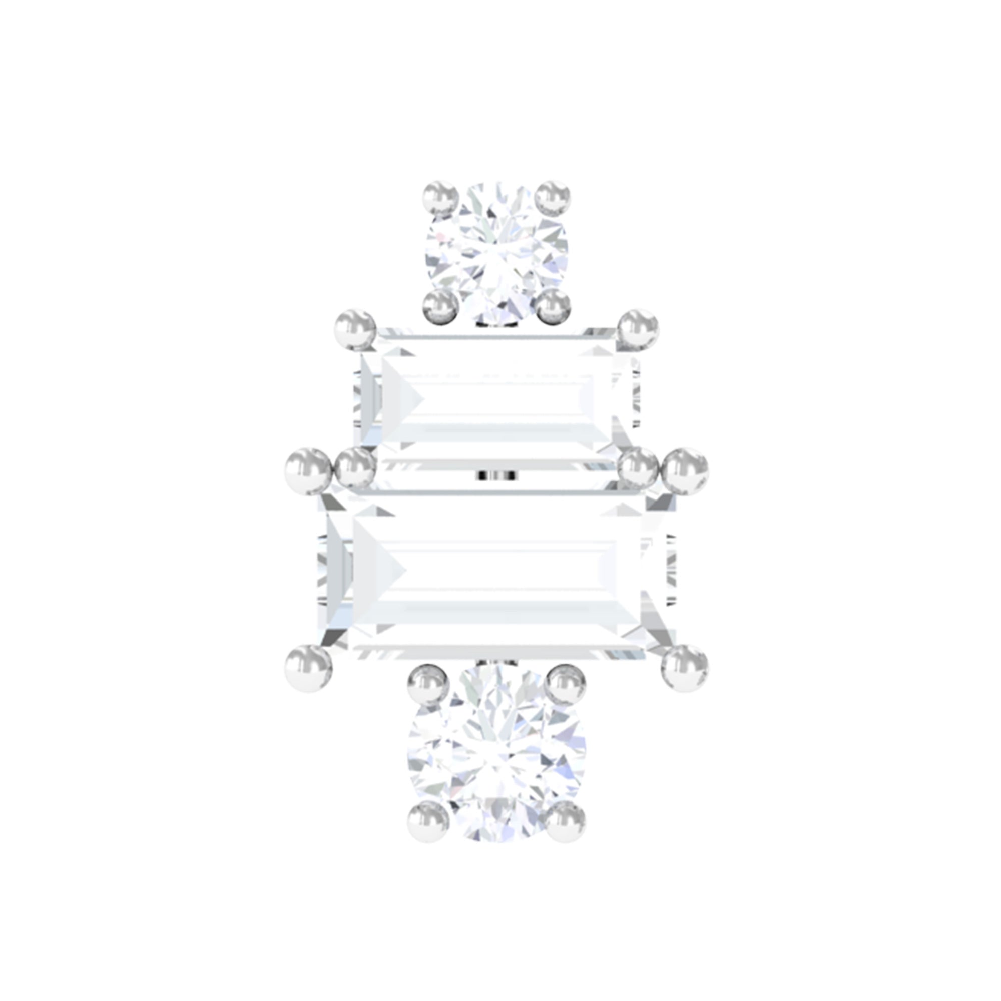 Rosec Jewels-Double Baguette Diamond Cartilage Piercing Earring