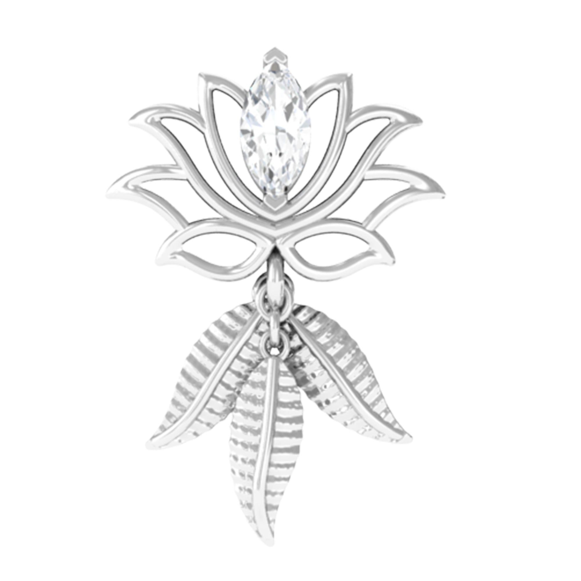 Rosec Jewels-Marquise Diamond Lotus Flower Drop Earring