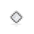 Rosec Jewels-Princess Cut Diamond Solitaire Earring in Beaded Bezel Setting