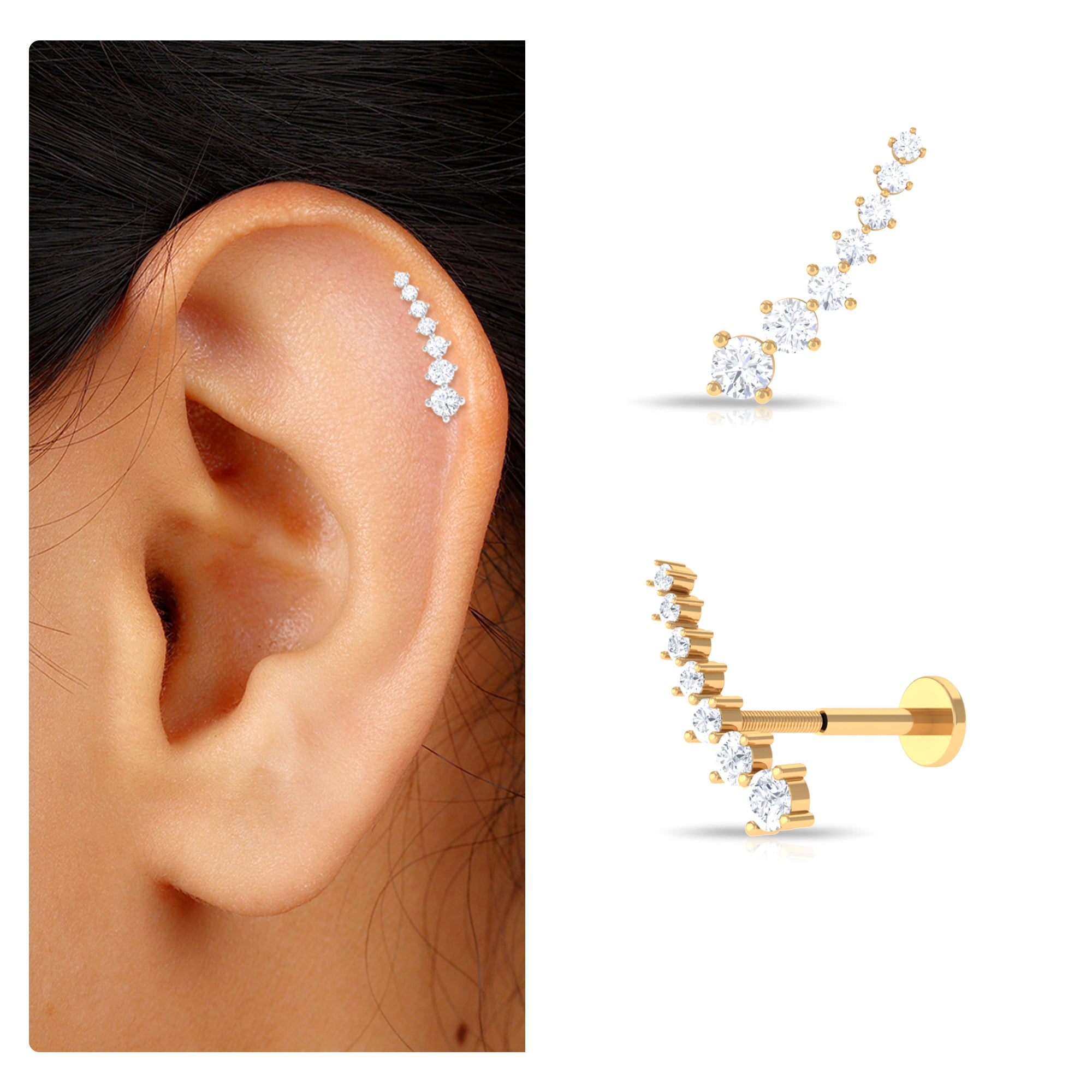 Rosec Jewels-Graduated Style Diamond Ear Climber Earring