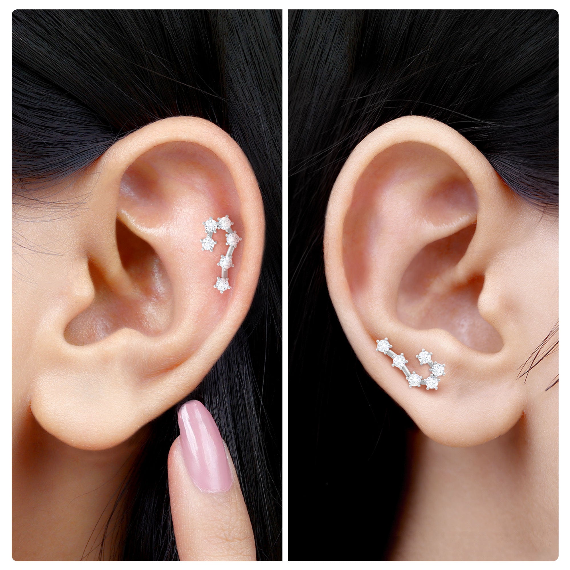 Rosec Jewels-Diamond Cancer Zodiac Ear Crawler Earring