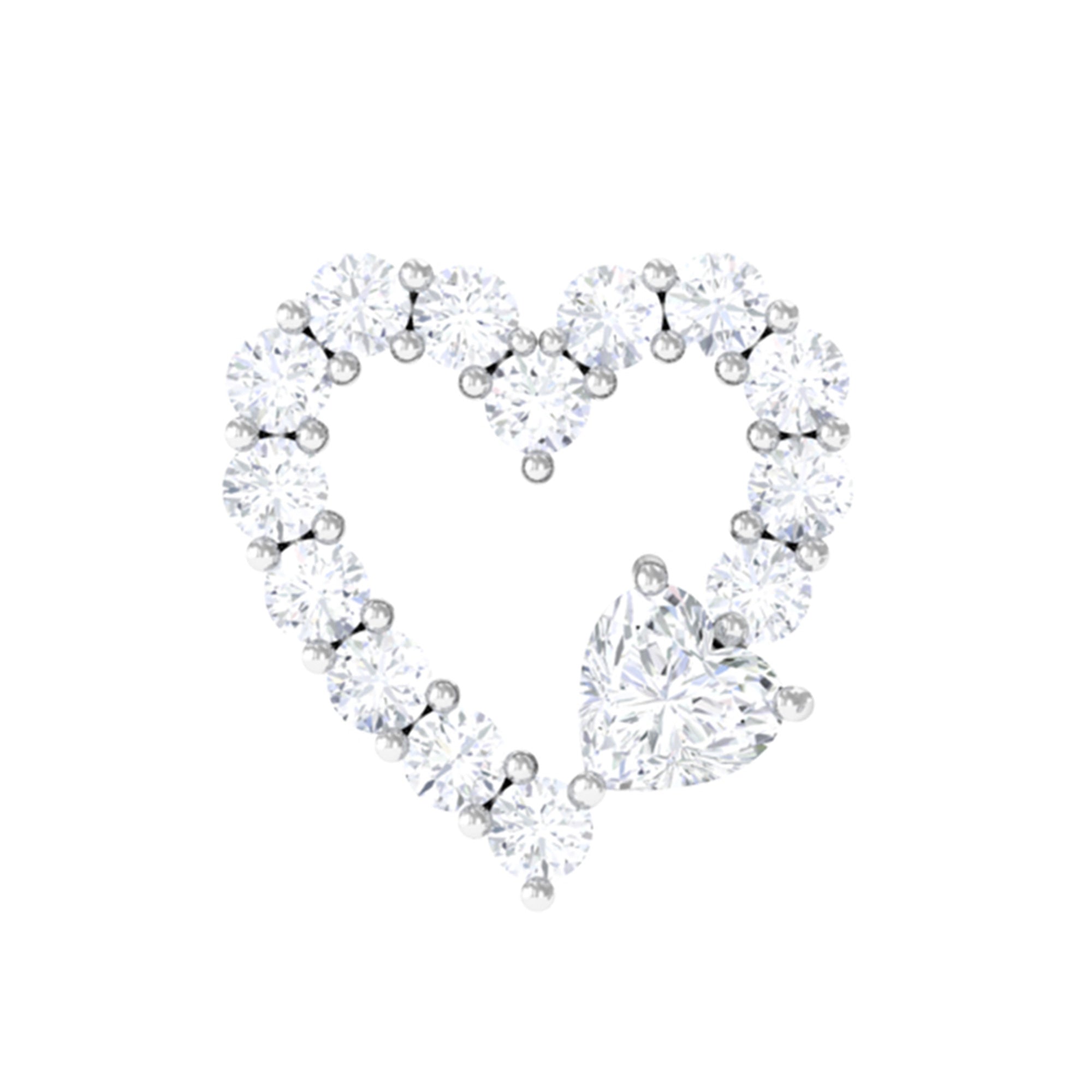 Rosec Jewels-Natural Diamond Open Heart Earring for Second Hole Piercing