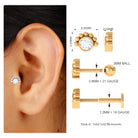 Rosec Jewels-Round Moissanite Tragus Earring in Beaded Bezel Setting