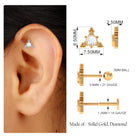 Rosec Jewels-Moissanite Geometric Helix Earring with Gold Beads