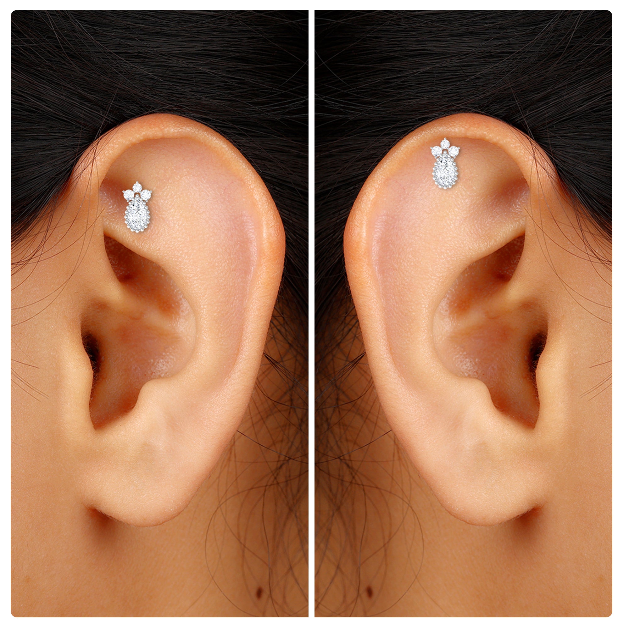 Rosec Jewels-Minimalist Moissanite Teardrop Earring for Helix Piercing