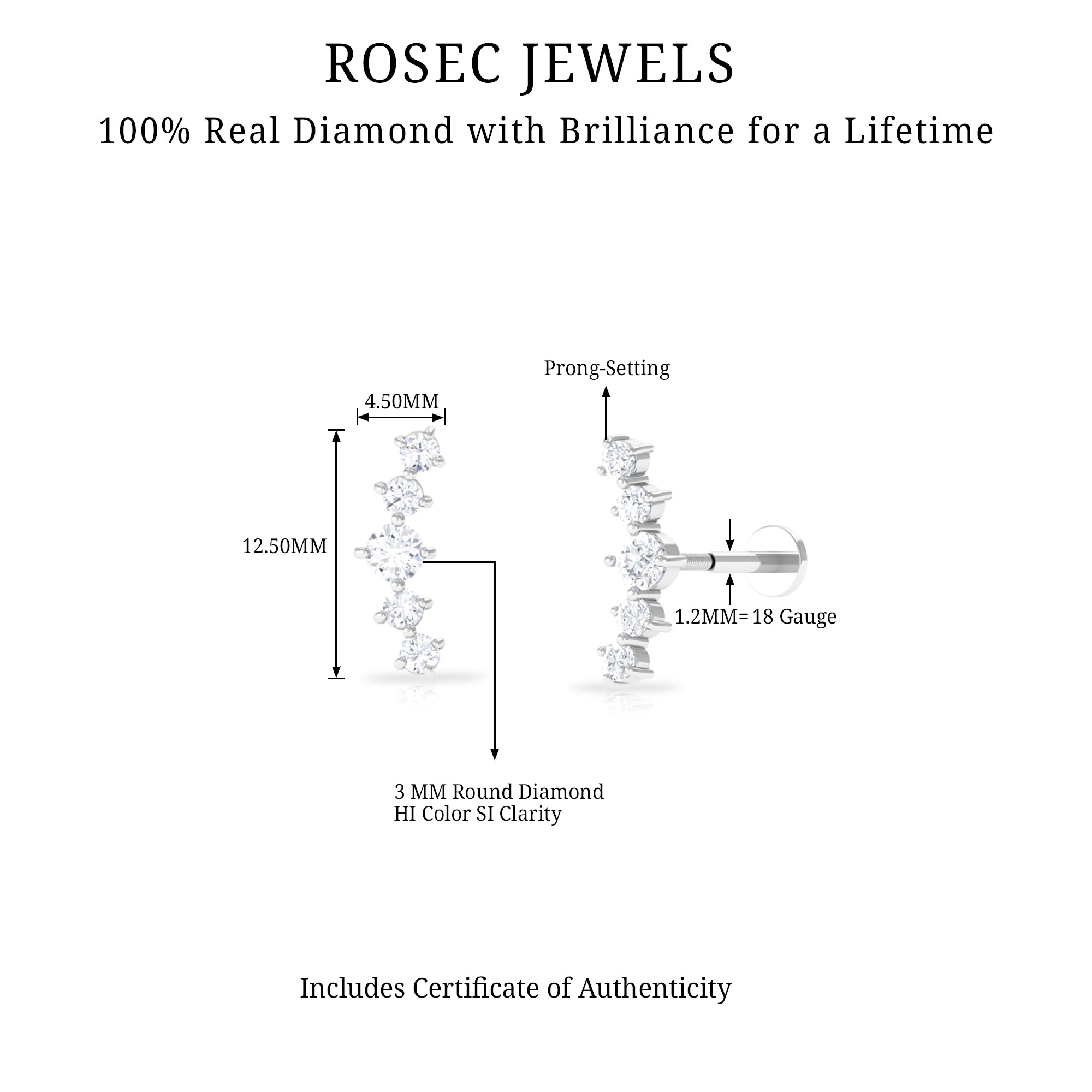 Rosec Jewels-Graduated Style Diamond Crawler Earring