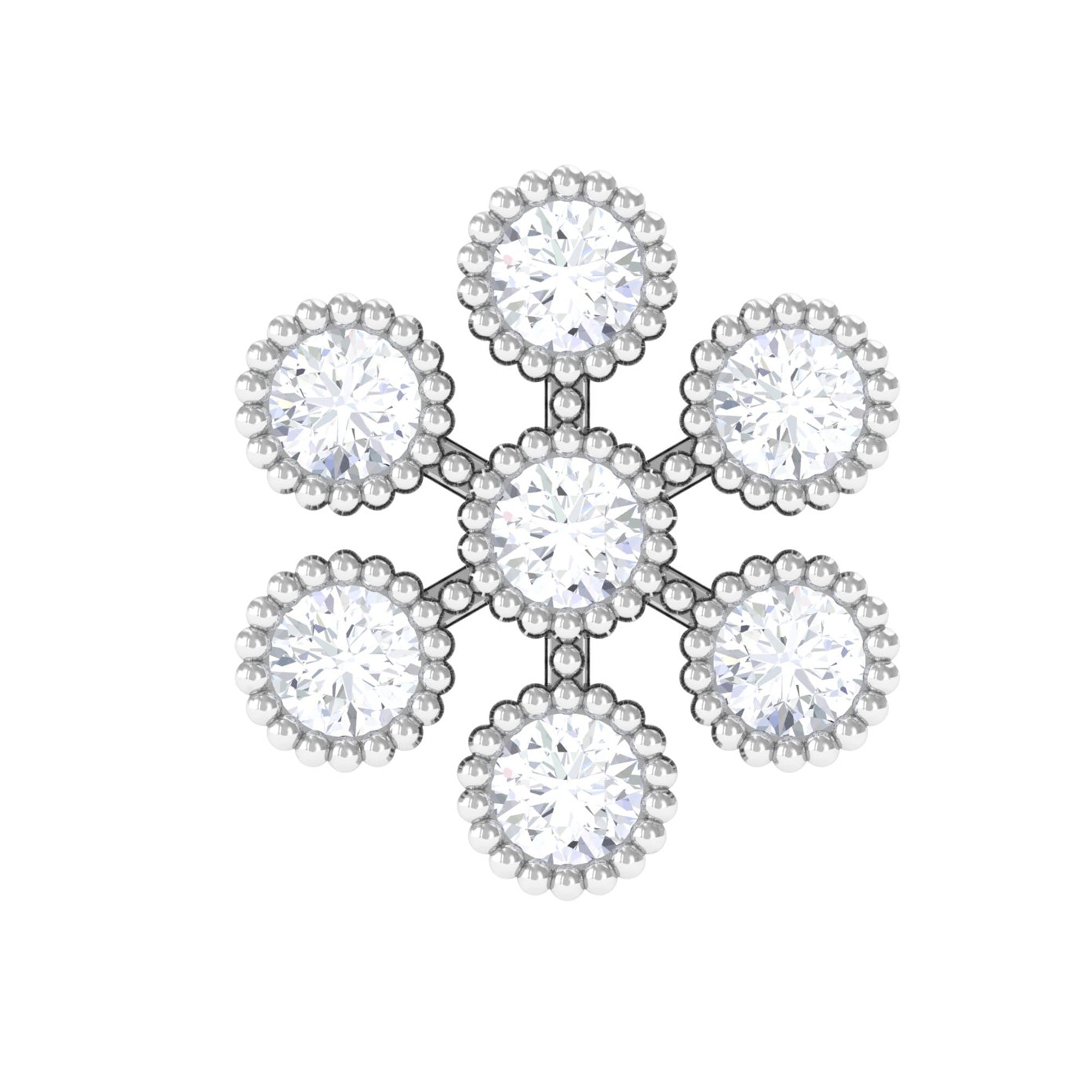 Rosec Jewels-Moissanite Flower Cartilage Earring in Beaded Bezel Setting