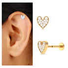 Rosec Jewels-Dainty Moissanite Heart Helix Earring in Gold