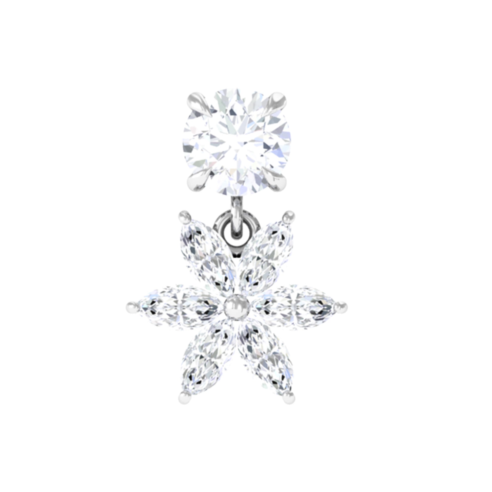 Rosec Jewels-Certified Moissanite Flower Drop Cartilage Earring