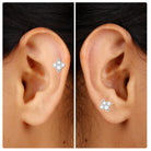 Rosec Jewels-Moissanite Cluster Tragus Earring with Gold Beads