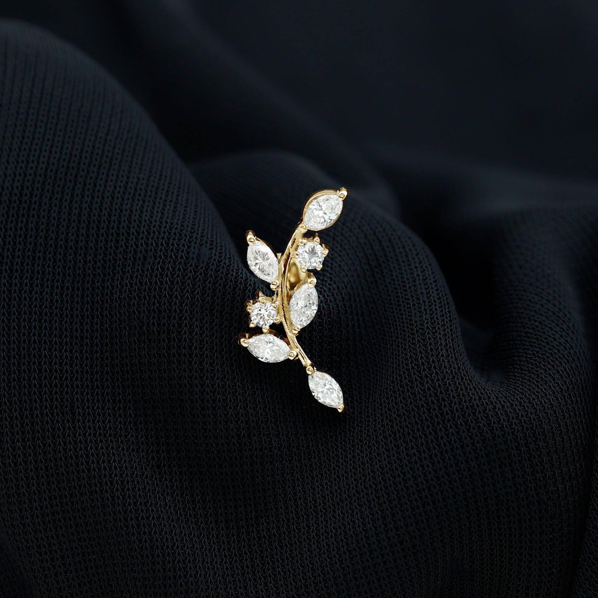 Rosec Jewels-Womens Marquise Diamond Leaf Crawler Earring