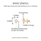 Rosec Jewels-Oval Moissanite Floral Earring for Upper Lobe Piercing