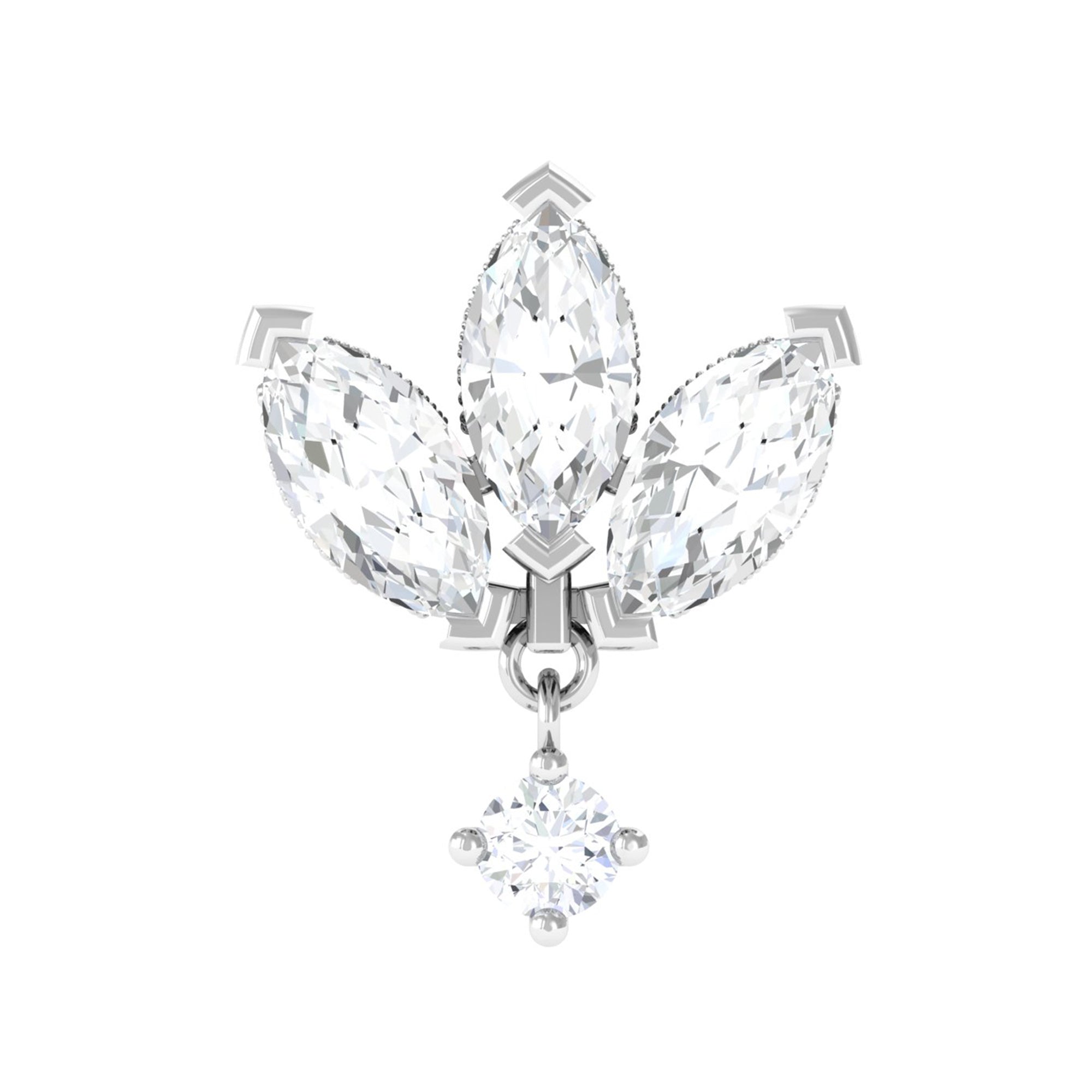 Rosec Jewels-Real Diamond Lotus Flower Drop Earring for Cartilage Piercing