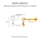 Rosec Jewels-Pear Diamond Drop Earring for Helix Piercing