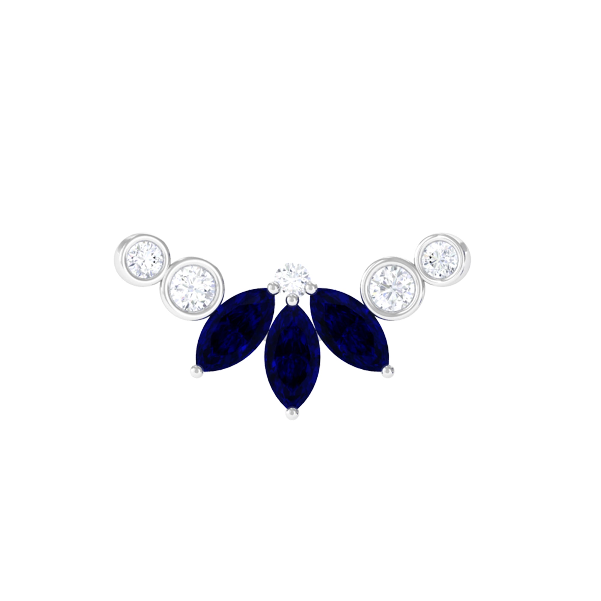 Rosec Jewels-Blue Sapphire and Moissanite Crawler Cartilage Earring