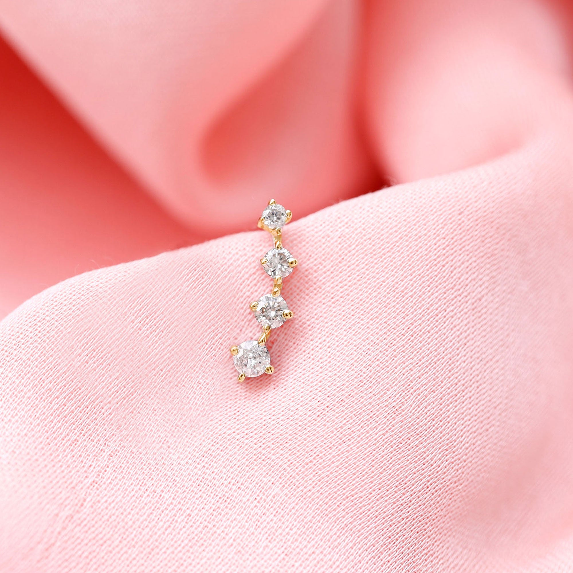 Rosec Jewels-Minimalist Moissanite Crawler Helix Earring in Gold