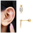 Rosec Jewels-Marquise Moissanite Dangly Earring for Cartilage Piercing