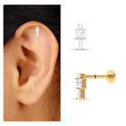 Rosec Jewels-Moissanite Three Stone Cartilage Earring in Gold