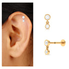 Rosec Jewels-Round Bezel Set Moissanite Drop Earring for Helix Piercing