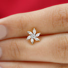 Rosec Jewels-Marquise Moissanite Flower Earring for Cartilage Piercing