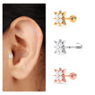 Rosec Jewels-Round Moissanite Starburst Earring for Upper Lobe Piercing