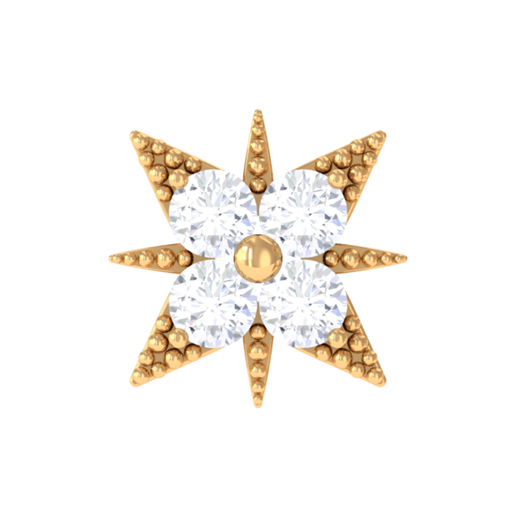 Rosec Jewels-Round Moissanite Starburst Earring for Upper Lobe Piercing