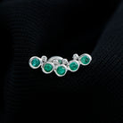 Rosec Jewels-Natural Emerald Curved Climber Earring for Helix Piercing in Gold