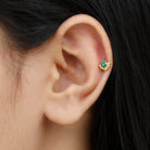 Rosec Jewels-Dainty Round Emerald Tragus Earring Gold