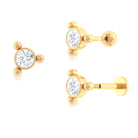 Rosec Jewels-Round Moissanite Simple Gold Beaded Helix Earring