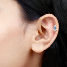 Rosec Jewels-Blue Sapphire and Diamond Tragus Earring with Beaded Gold