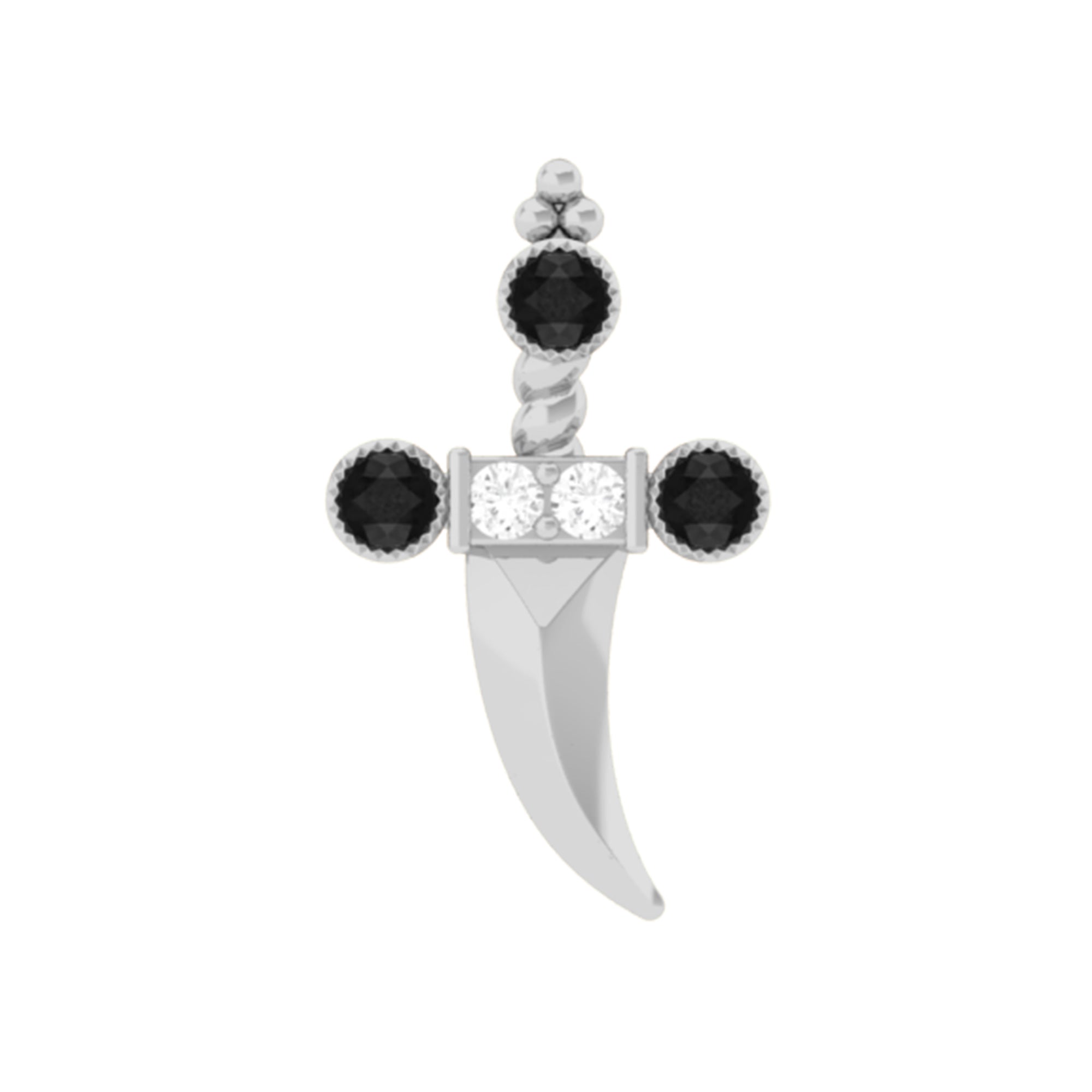 Rosec Jewels-Real Black and White Diamond Dagger Helix Earring