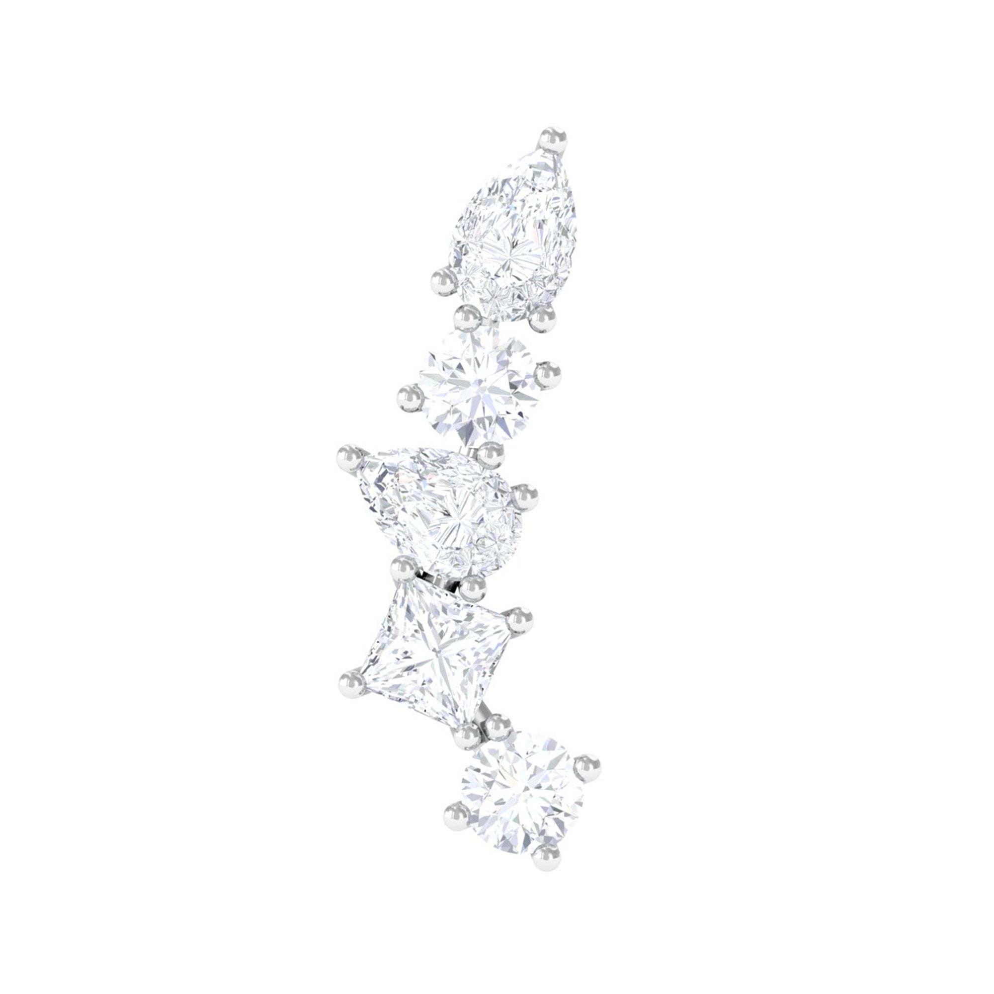 Rosec Jewels-Certified Moissanite Crawler Earring in Prong Setting