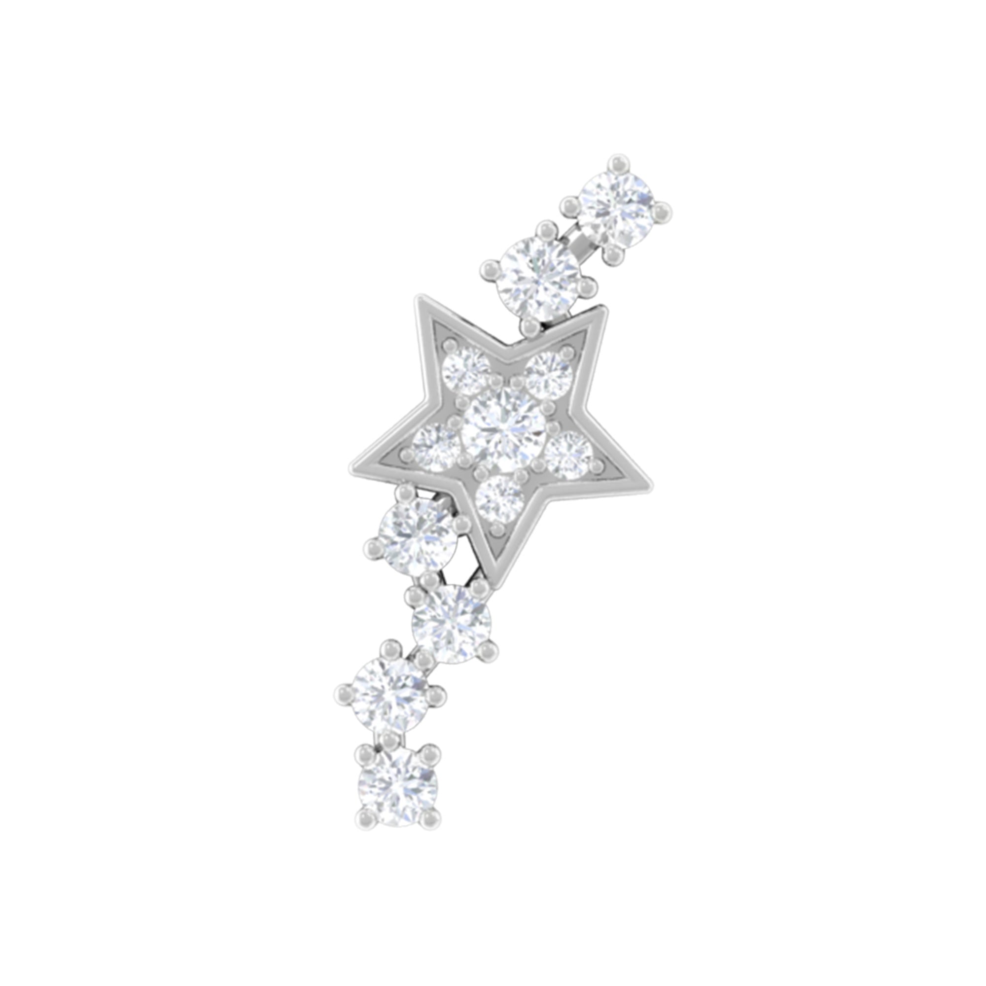 Rosec Jewels-Natural Diamond Star Crawler Earring for Helix Piercing