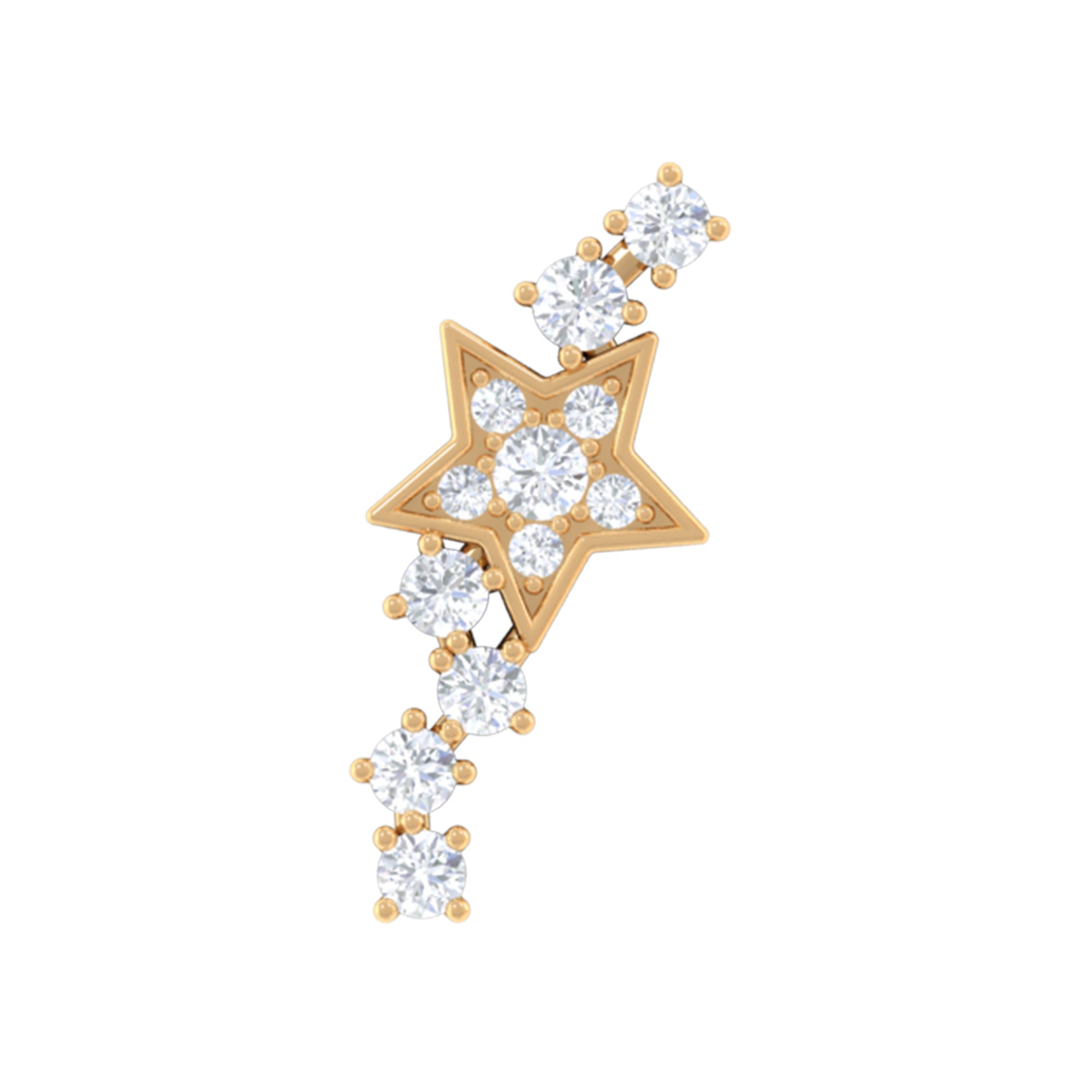 Rosec Jewels-Natural Diamond Star Crawler Earring for Helix Piercing