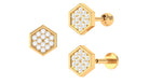 Rosec Jewels-Vintage Inspired Moissanite Hexagon Rook Earring in Gold