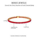 Heart Shape Lab Grown Ruby Tennis Bracelet Lab Created Ruby - ( AAAA ) - Quality - Rosec Jewels