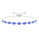 Oval Shape Tanzanite East West Link Bolo Bracelet Tanzanite - ( AAA ) - Quality - Rosec Jewels