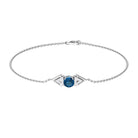 0.75 CT Minimal London Blue Topaz and Diamond Geometric Chain Bracelet London Blue Topaz - ( AAA ) - Quality - Rosec Jewels