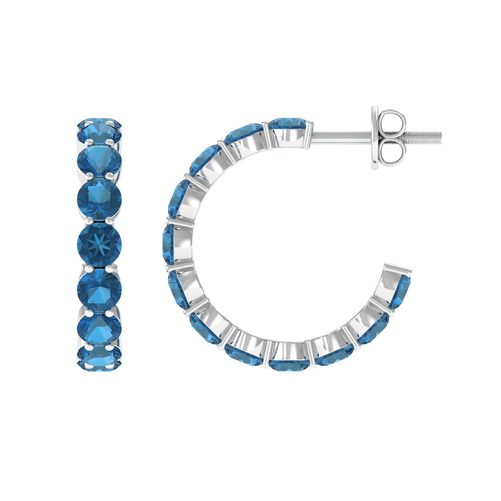 4.25 CT London Blue Topaz Eternity Hoop Earring London Blue Topaz - ( AAA ) - Quality - Rosec Jewels