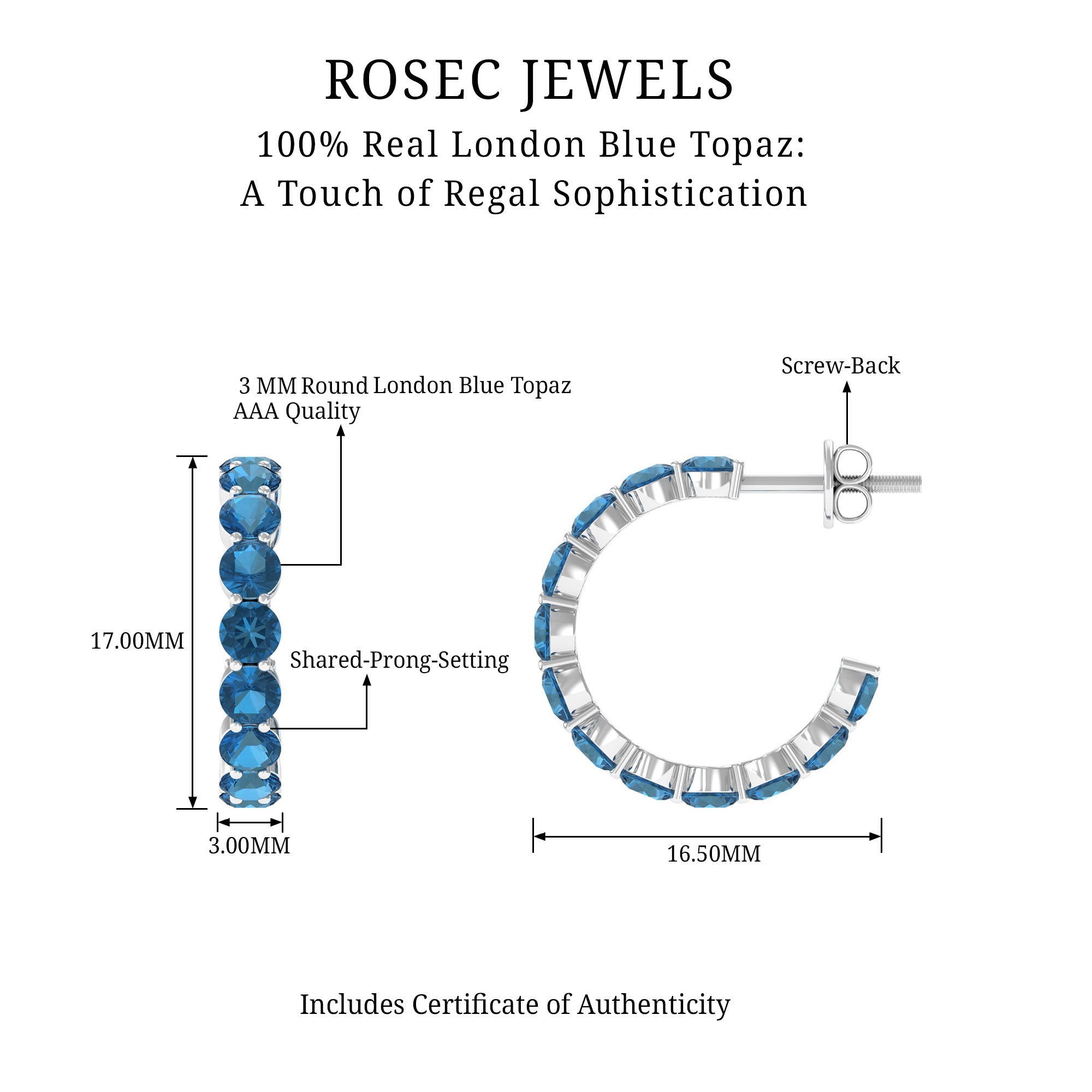 4.25 CT London Blue Topaz Eternity Hoop Earring London Blue Topaz - ( AAA ) - Quality - Rosec Jewels