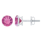 October Birthstone 1/2 CT Round Shape Pink Tourmaline Stud Earrings Pink Tourmaline - ( AAA ) - Quality - Rosec Jewels