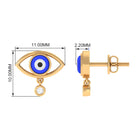 Classic Evil Eye Stud Earrings with Moissanite Drop in Bezel Setting Moissanite - ( D-VS1 ) - Color and Clarity - Rosec Jewels