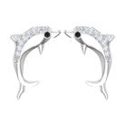 Cute Dolphin Stud Earrings with Moissanite Moissanite - ( D-VS1 ) - Color and Clarity - Rosec Jewels