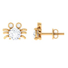 Cute Crab Stud Earrings with Moissanite Moissanite - ( D-VS1 ) - Color and Clarity - Rosec Jewels