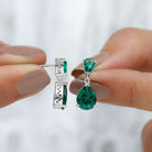 4.25 CT Created Emerald Teardrop Statement Earrings Lab Created Emerald - ( AAAA ) - Quality - Rosec Jewels