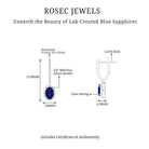 Rosec Jewels-2.5 CT Hoop Drop Earrings with Created Blue Sapphire and Moissanite Halo