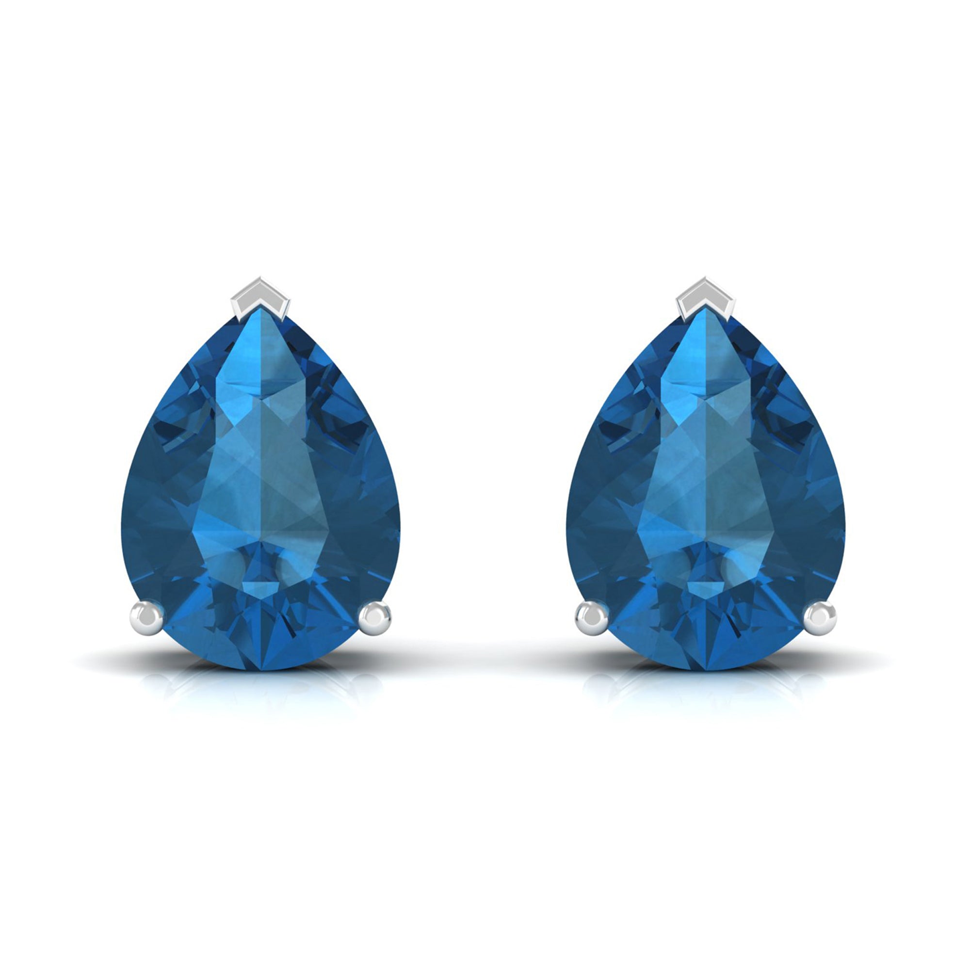 2.50 CT Solitaire Stud Earrings with Pear Shaped London Blue Topaz London Blue Topaz - ( AAA ) - Quality - Rosec Jewels